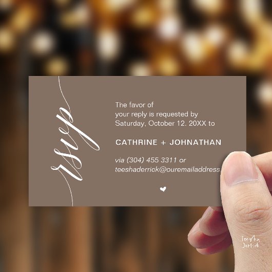 Carte D'accompagnement Wedding RSVP via Text Message or Email, Reminder
