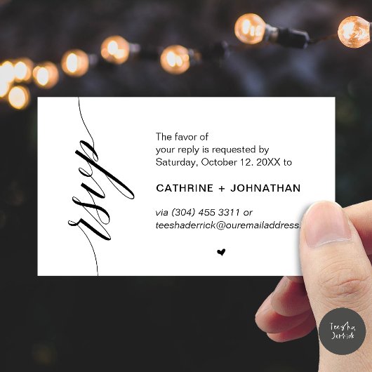 Carte D'accompagnement Wedding RSVP via Text Message or Email, Reminder