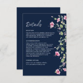 Carte D'accompagnement Wedding shower en fleur d'Hibiscus rose bleu marin (Devant / Derrière)