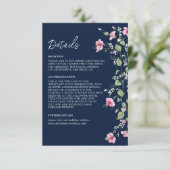 Carte D'accompagnement Wedding shower en fleur d'Hibiscus rose bleu marin (Debout devant)