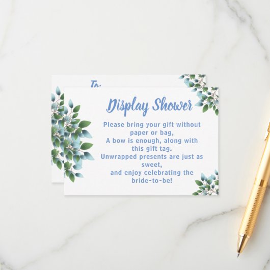 Carte D'accompagnement Wedding shower Éucalyptus (Devant/Arrière en situation)