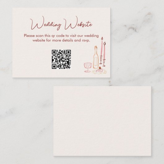 Carte D'accompagnement Wedding Website QR Code (Devant / Derrière)