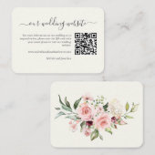 Carte D'accompagnement Wedding Website QR Code Insert Card Cream Floral  (Devant / Derrière)