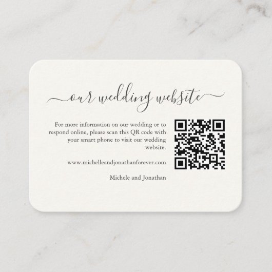 Carte D'accompagnement Wedding Website QR Code Insert Card Cream Floral  (Devant)