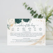 Carte D'accompagnement Wedding White Details Emerald Green Rose Floral (Debout devant)