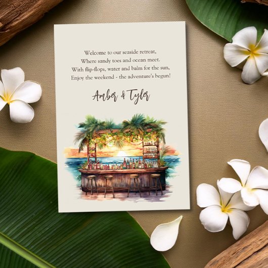 Carte D'accompagnement Week-end Destination Beach Mariage Bienvenue Sac c