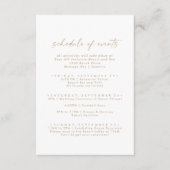 Carte D'accompagnement Week-end Mariage or moderne Horaire des événements (Devant)