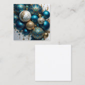 Carte D'accompagnement Weihnachtskugeln Gold Blau Luxus Fest (Devant / Derrière)