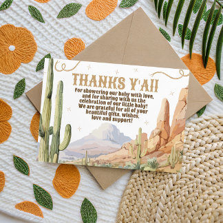 Carte D'accompagnement Western Baby Shower Thank You Card