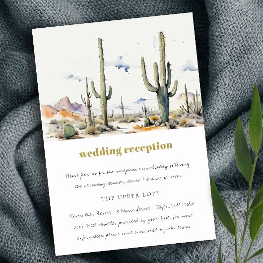 Carte D'accompagnement Western Cactus Desert Paysage Réception de mariage