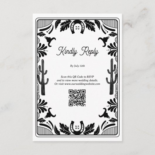 Carte D'accompagnement Western Country Cowboy Rustique Mariage (Devant)