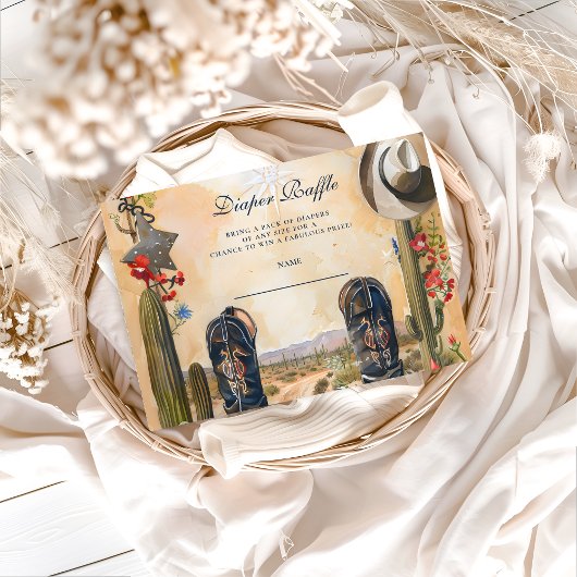 Carte D'accompagnement Western Cowboy Boots Diapper Raffle