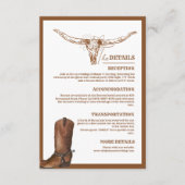 Carte D'accompagnement Western Cowboy Bottes Détails du Mariage (Devant)