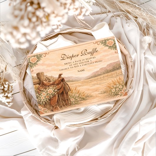 Carte D'accompagnement Western Saddle Wildflower Diapper Raffle
