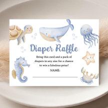 Whale Baby Shower Boy Blue Ocean Diaper Raffle