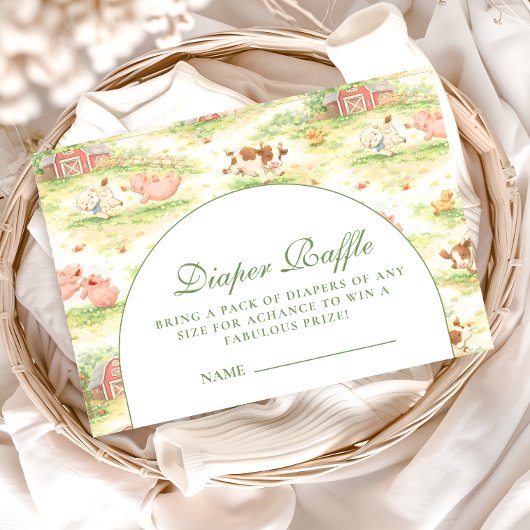 Carte D'accompagnement Whimsical Barnyard Garden Diapper Raffle