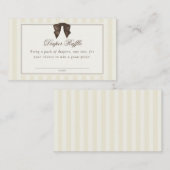 Carte D'accompagnement Whimsical Brown Bow Striped Diaper Raffle (Devant / Derrière)