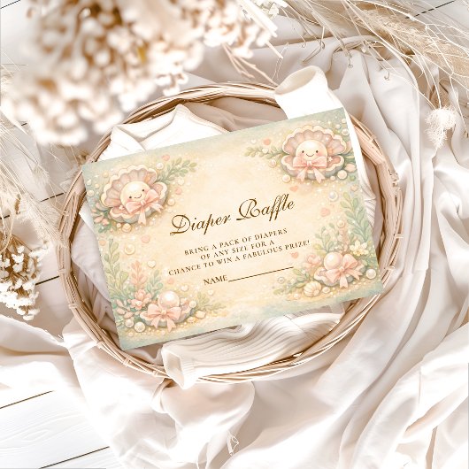 Carte D'accompagnement Whimsical Coastal Pearl Diapper Raffle