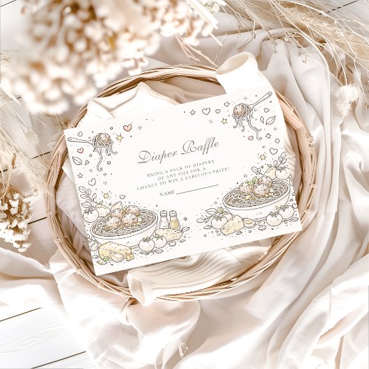 Carte D'accompagnement Whimsical Doodle Little Meatball Diapper Raffle