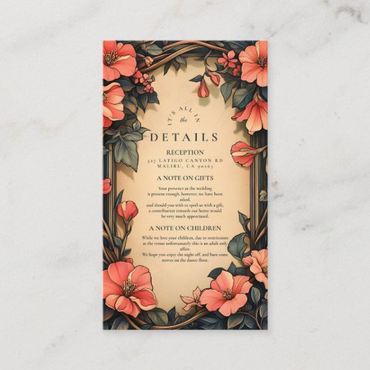 Carte D'accompagnement Whimsical Floral Mariage Art Nouveau (Devant)