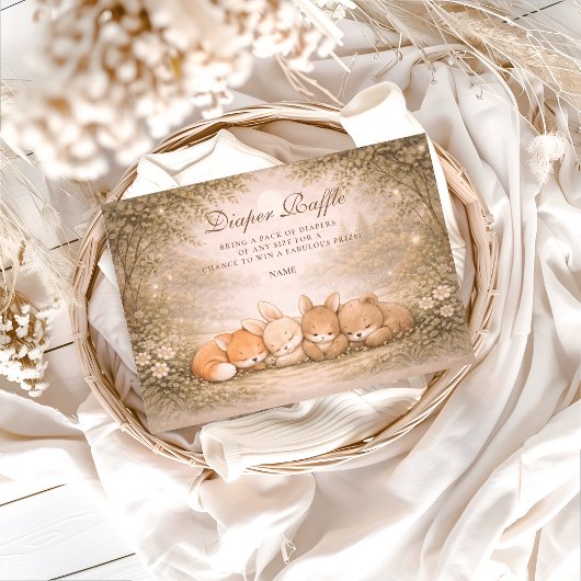 Carte D'accompagnement Whimsical Forest Friends Diapper Raffle 