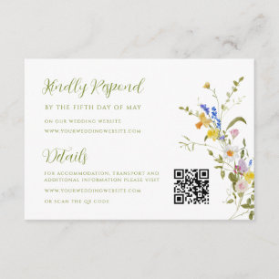 Carte D'accompagnement Whimsical Garden Fleur sauvage Wedding RSVP Détail