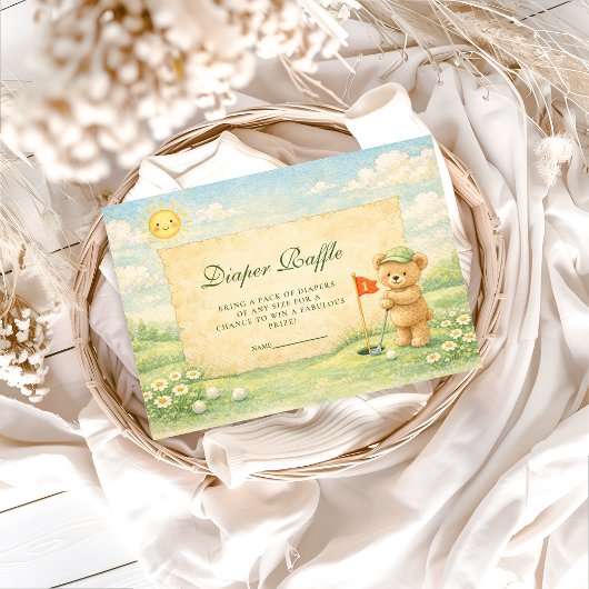 Carte D'accompagnement Whimsical Golf Story Diapper Raffle