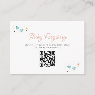 Carte D'accompagnement Whimsical Hearts & Stars Baby Registry QR Code