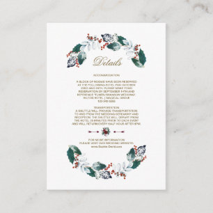 Carte D'accompagnement Whimsical Leafy Berries Wreath Détails du Mariage