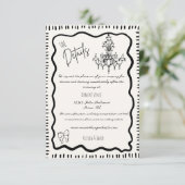 Carte D'accompagnement Whimsical Main tiré Fun Bow Wavy Détails du Mariag (Debout devant)