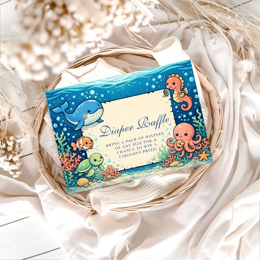 Carte D'accompagnement Whimsical Ocean Friends Diapper Raffle