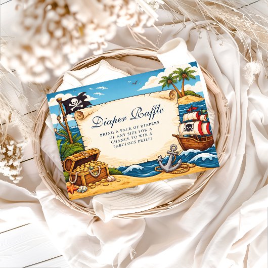 Carte D'accompagnement Whimsical Pirate Ship Adventure Diapper Raffle