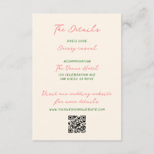 Carte D'accompagnement Whimsical Quirky Mariage manuscrit Détails