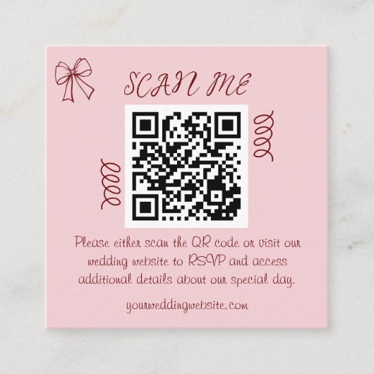 Carte D'accompagnement Whimsical Quirky Squiggles Mariage rose (Devant)