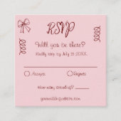 Carte D'accompagnement Whimsical Quirky Squigles Mariage rose RSVP (Devant)