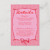 Carte D'accompagnement Whimsical Red Pink Watercolor Bow Stripe Wedding (Devant)