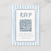 Carte D'accompagnement Whimsical Retro Blue Stripes Wedding RSVP  (Devant)