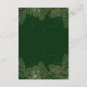 Carte D'accompagnement Whimssical Green et Gold Pine Cone info Mariage (Dos)
