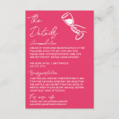 Carte D'accompagnement Whimsy Deep Pink Hand Drawn Wedding Details (Devant)