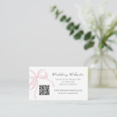 Carte D'accompagnement Whimsy Pink Bow Wedding QR Code (Debout devant)