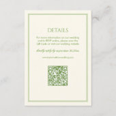 Carte D'accompagnement White and Green Wedding Details Qr Code (Devant)