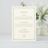 Carte D'accompagnement White and Sage Green Wedding Details (Debout devant)