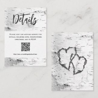 Carte D'accompagnement White Birch Details QR code Wedding Enclosure