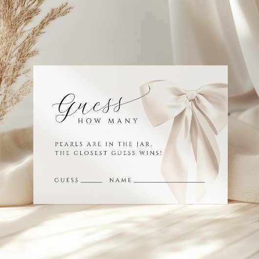 Carte D'accompagnement White Bow Guess How Many Game Card