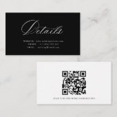 Carte D'accompagnement White Calligraphy QR code wedding details card (Devant / Derrière)