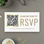 Carte D'accompagnement White Gold Foil QR Code RSVP Mariage Website