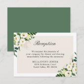 Carte D'accompagnement White Green Floral Détails Mariage Réception (Devant / Derrière)
