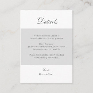 Carte D'accompagnement White Grey Elegant Wedding Hotel Détail De L'Encei