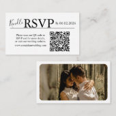 Carte D'accompagnement White landscape RSVP QR Code Card Modern Wedding (Devant / Derrière)