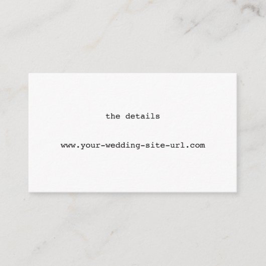 Carte D'accompagnement White Minimalist Avant-Garde Mariage Détails Web (Devant)